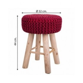 Sgabello Alexandra House Living Bordeaux Bambù Spugna Legno MDF 32 x 44 x 32 cm