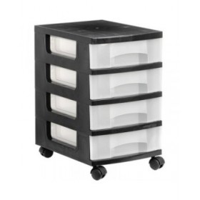Cassettiera Archivo 2000 Con ruote Trasparente Nero polipropilene 39 x 29 x 48 cm