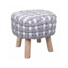 Sgabello Alexandra House Living Bianco Grigio Bambù Spugna Legno MDF 40 x 36 x 40 cm