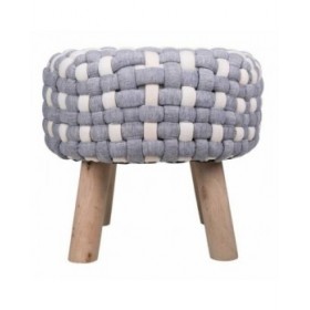 Sgabello Alexandra House Living Bianco Grigio Bambù Spugna Legno MDF 40 x 36 x 40 cm