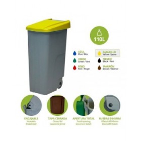 Secchio per Raccolta Differenziata Denox Giallo 110 L
