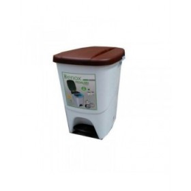 Cestino a pedale Denox Bianco Marrone Rettangolare 25 L