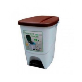 Cestino a pedale Denox Bianco Marrone Rettangolare 25 L
