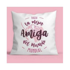 Cuscino Roymart PARA LA MEJOR AMIGA DEL MUNDO Bianco Rosa 40 x 40 cm