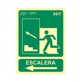 Insegna Archivo 2000 "SALIDA DE EMERGENCIA ESCALERA SUBE IZQUIERDA" PVC 22,4 x 30 cm
