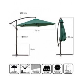 Ombrellone Monty Alluminio Verde 270 cm