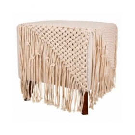 Sgabello Alexandra House Living Crema Bambù Spugna Legno MDF 45 x 45 x 45 cm