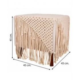 Sgabello Alexandra House Living Crema Bambù Spugna Legno MDF 45 x 45 x 45 cm