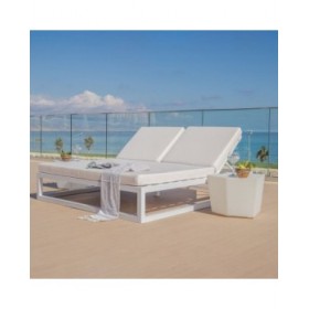 Lettino Luana Doppia 180 x 200 x 43 cm Bianco Grigio Acciaio