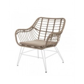 Sedia da giardino Ariki 65 x 62 x 76 cm rattan sintetico Acciaio Bianco