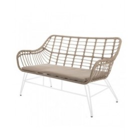 Poltrona da giardino Ariki 121 x 62 x 76 cm rattan sintetico Acciaio Bianco