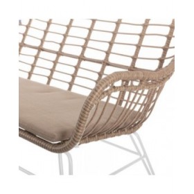 Poltrona da giardino Ariki 121 x 62 x 76 cm rattan sintetico Acciaio Bianco