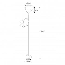 Lampada da Terra EDM 30010 Boston Argentato 60 W 220-240 V 176 cm