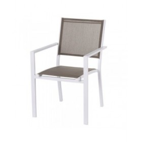 Sedia da giardino Thais 55,2 x 60,4 x 86 cm Taupé Alluminio Bianco