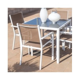 Sedia da giardino Thais 55,2 x 60,4 x 86 cm Taupé Alluminio Bianco