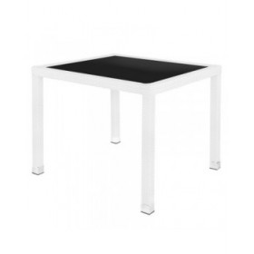 Tavolo da Pranzo Marlene Alluminio Cristallo Rattan Vetro Temperato 90 x 90 x 76 cm