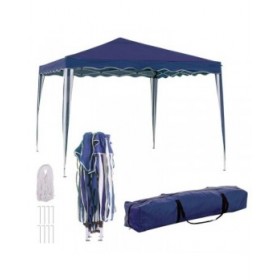 Pergola Gazebo Acciaio 300 x 300 x 250 cm Azzurro