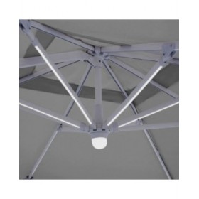 Ombrellone Tiber Bianco Grigio chiaro Alluminio 300 x 300 x 250 cm LED