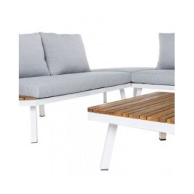 Divano da Giardino Saskia Bianco Legno Alluminio 260 x 70 x 70 cm