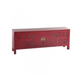 Mobile TV ORIENTE Rosso Legno Ferro Legno MDF 130 x 24 x 50,5 cm