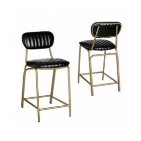 Sgabello 42 x 49 x 88 cm Nero Dorato Metallo Poliuretano