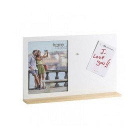 Cornice Portafoto Bianco Legno Cristallo Legno di olmo 46,5 x 7 x 29,5 cm