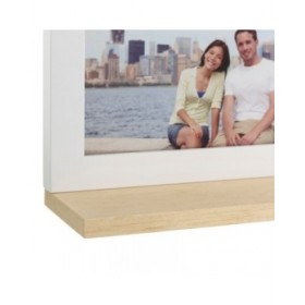 Cornice Portafoto Bianco Legno Cristallo Legno di olmo 46,5 x 7 x 29,5 cm