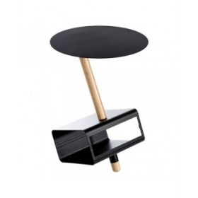 Tavolo aggiuntivo 36 x 36 x 48,6 cm Naturale Nero Metallo Legno