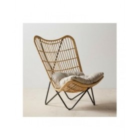 Poltrona 76 x 76 x 87 cm Naturale Nero Fibra naturale