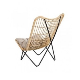 Poltrona 76 x 76 x 87 cm Naturale Nero Fibra naturale