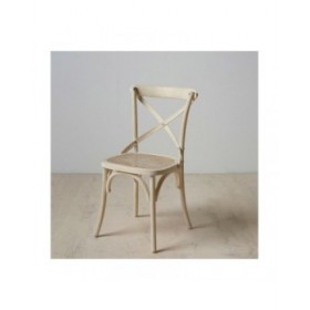 Sedia da Sala da Pranzo 45 x 42 x 87 cm Legno Bianco Rattan