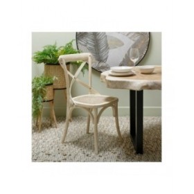 Sedia da Sala da Pranzo 45 x 42 x 87 cm Legno Bianco Rattan