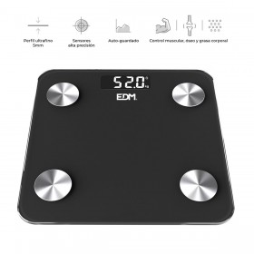 Bilancia Digitale da Bagno EDM 07613 Body Composition Nero 180 kg