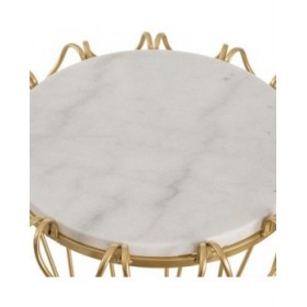 Tavolo aggiuntivo 50 x 50 x 54,6 cm Dorato Metallo Bianco Marmo