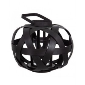 Lanterna 35 x 35 x 29 cm Portacandele Nero Bambù