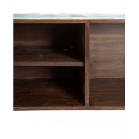 Credenza Azzurro Metallo Legno Marrone 120 x 40 x 80 cm
