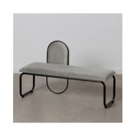 Panca 110 x 40 x 68 cm Tessuto Sintetico Grigio Metallo