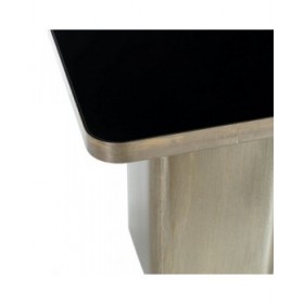 Tavolo aggiuntivo 50,5 x 50,5 x 51 cm Cristallo Nero Dorato Metallo