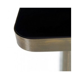 Tavolo aggiuntivo 50,5 x 50,5 x 51 cm Cristallo Nero Dorato Metallo