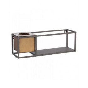 Scaffale 40 x 12 x 13,5 cm Nero Dorato Metallo