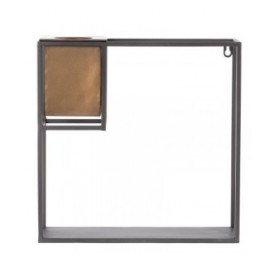 Scaffale 36 x 12 x 36 cm Nero Dorato Metallo