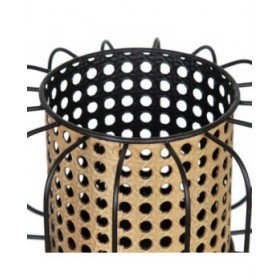 Portacandele 20 x 20 x 21 cm Naturale Nero Metallo