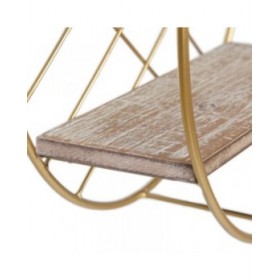 Mensole Naturale Dorato Metallo Legno 43 x 13 x 43 cm