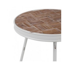 Tavolo aggiuntivo 50 x 50 x 56 cm Naturale Metallo Bianco