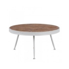 Tavolino da Caffè Bianco Naturale 74,5 x 74,5 x 38 cm