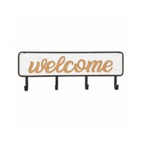 Appendiabiti da parete Alexandra House Living Welcome Bianco Legno MDF 5 x 22 x 60 cm