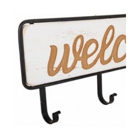 Appendiabiti da parete Alexandra House Living Welcome Bianco Legno MDF 5 x 22 x 60 cm