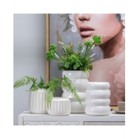 Vaso Ceramica 16 x 16 x 16 cm Bianco