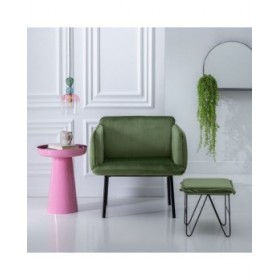 Puff Tessuto Sintetico Metallo 40 x 40 x 35 cm Verde Chiaro