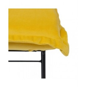 Puff Tessuto Sintetico Metallo Giallo 40 x 40 x 35 cm